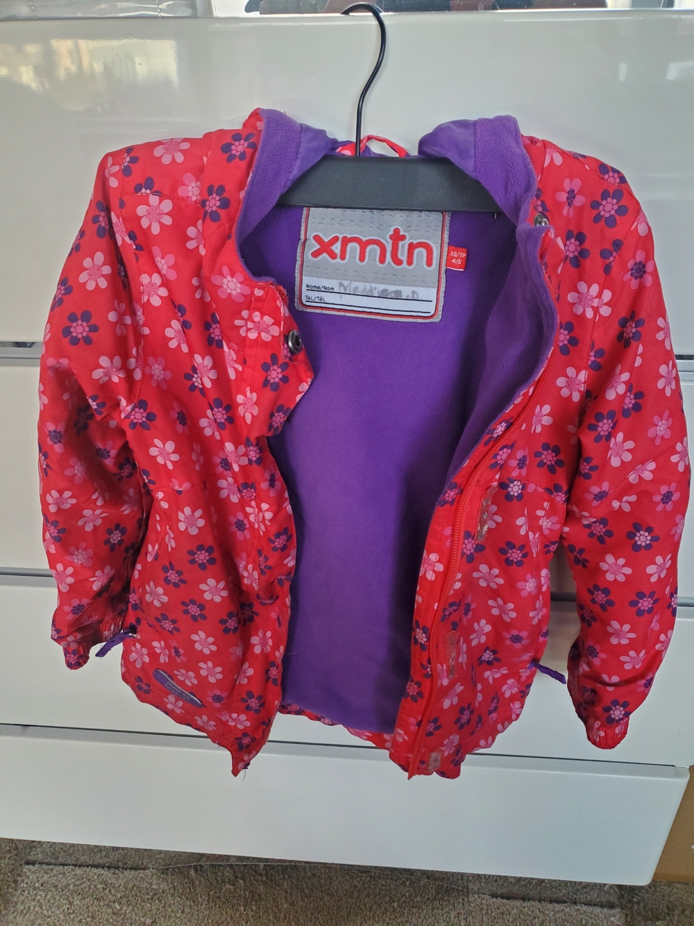 xmt n Red Floral Girls Jacket with Purple Lining
